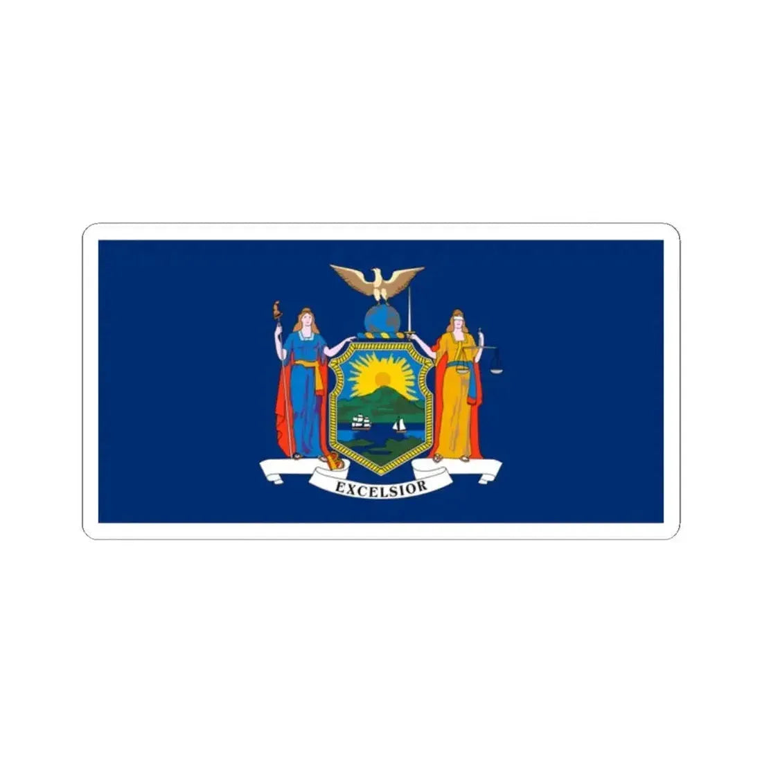 Flag of New York 1909-2020 (United States) STICKER Vinyl Kiss-Cut Decal 2 Inch White - The Sticker Space