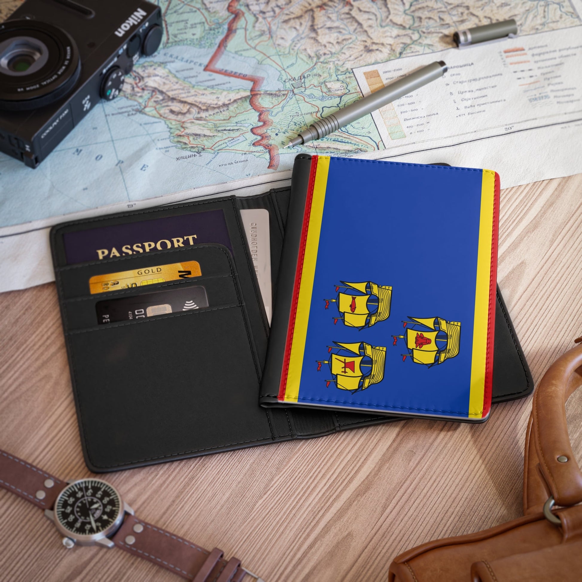 Flag of Nordfriesland Germany - Passport Holder-3.9" x 5.8"-The Sticker Space