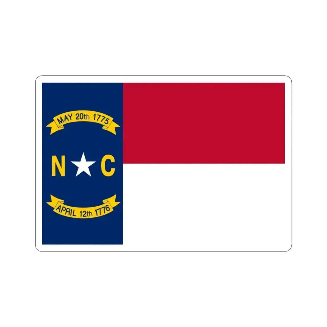 Flag of North Carolina 3-2 (United States) STICKER Vinyl Kiss-Cut Decal 4 Inch White - The Sticker Space