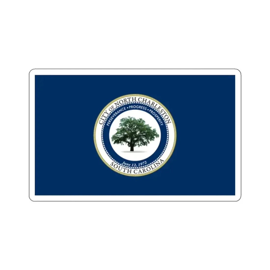 Flag of North Charleston, South Carolina - STICKER Vinyl Kiss-Cut Decal 2 Inch White - The Sticker Space
