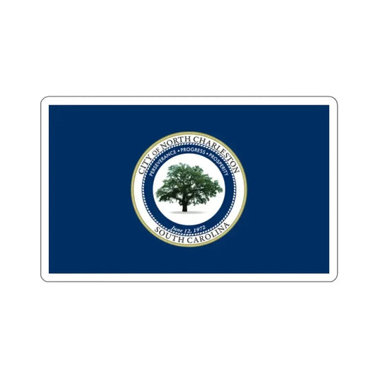 Flag of North Charleston, South Carolina - STICKER Vinyl Kiss-Cut Decal 2 Inch White - The Sticker Space