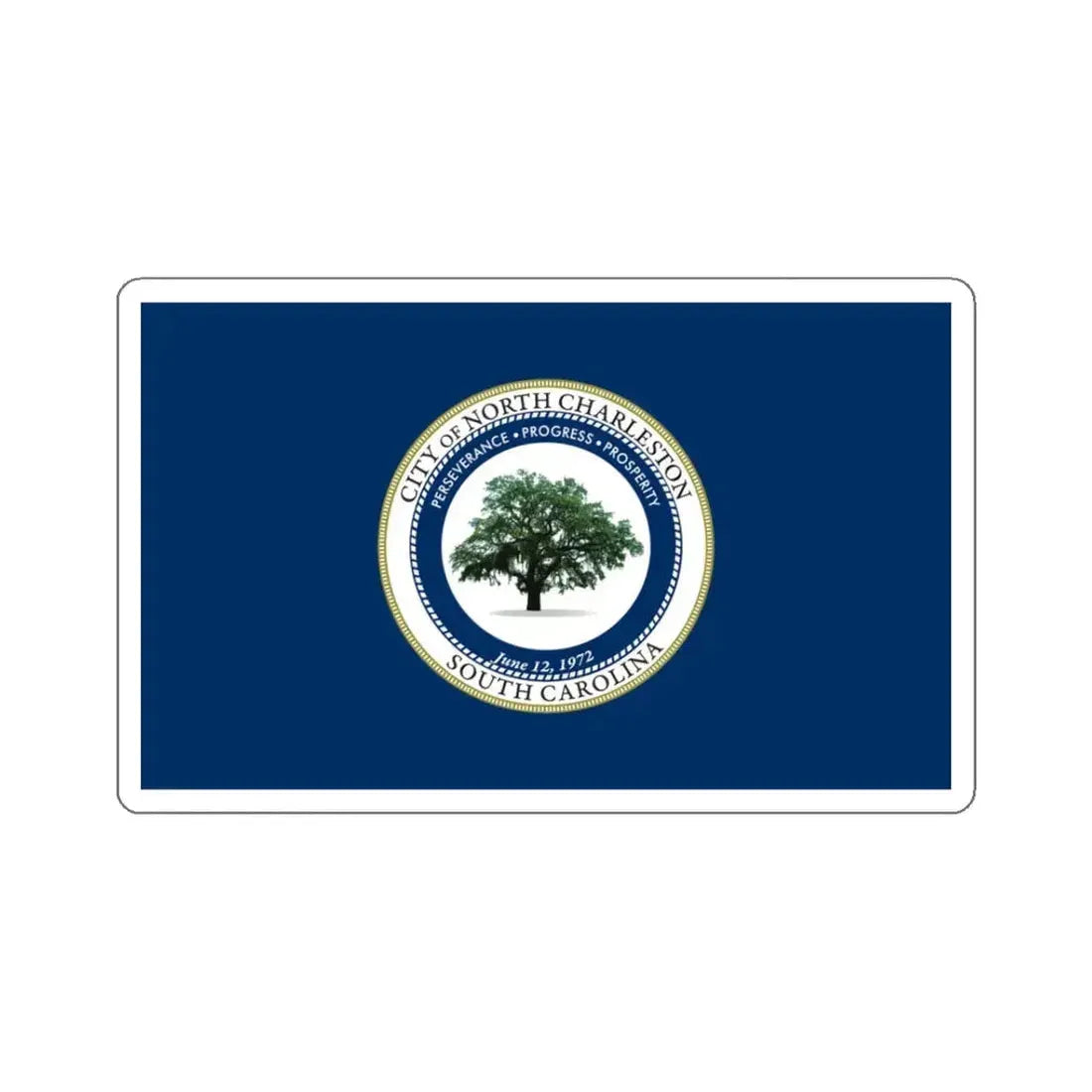 Flag of North Charleston, South Carolina - STICKER Vinyl Kiss-Cut Decal 3 Inch White - The Sticker Space