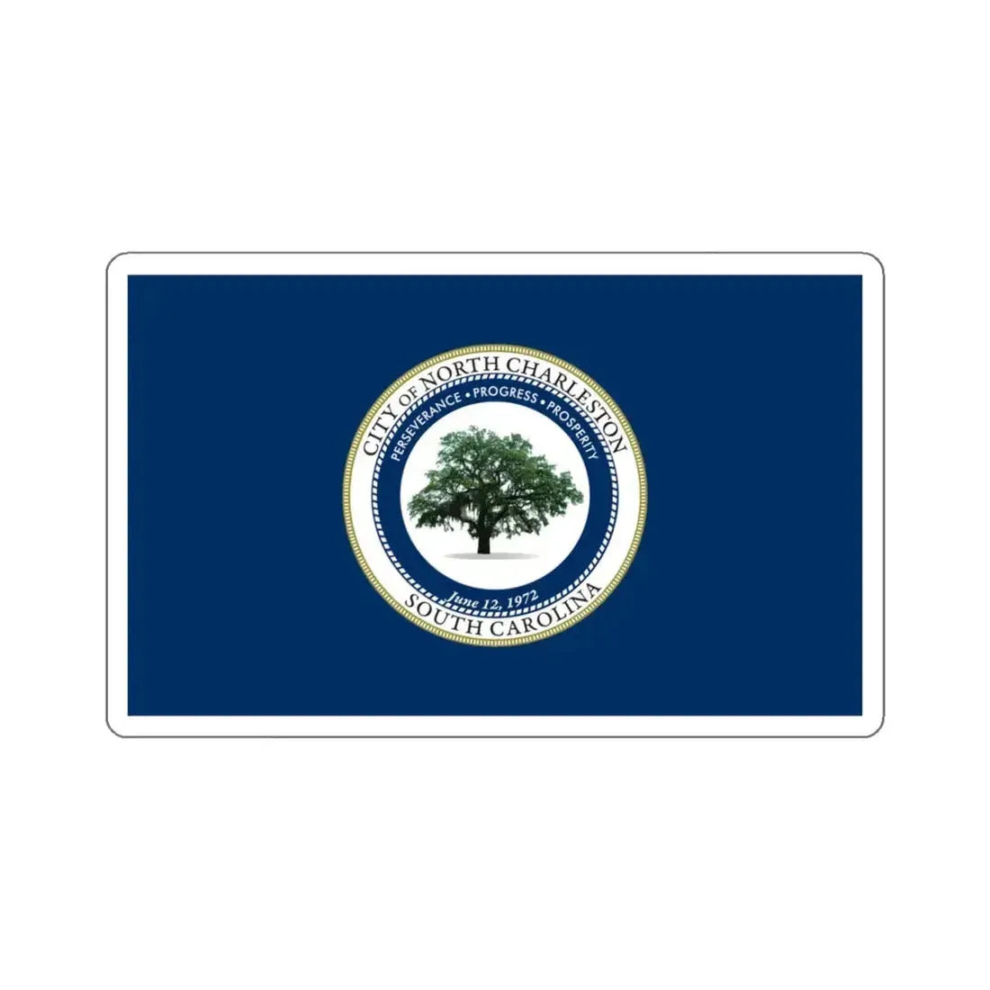 Flag of North Charleston, South Carolina - STICKER Vinyl Kiss-Cut Decal 4 Inch White - The Sticker Space
