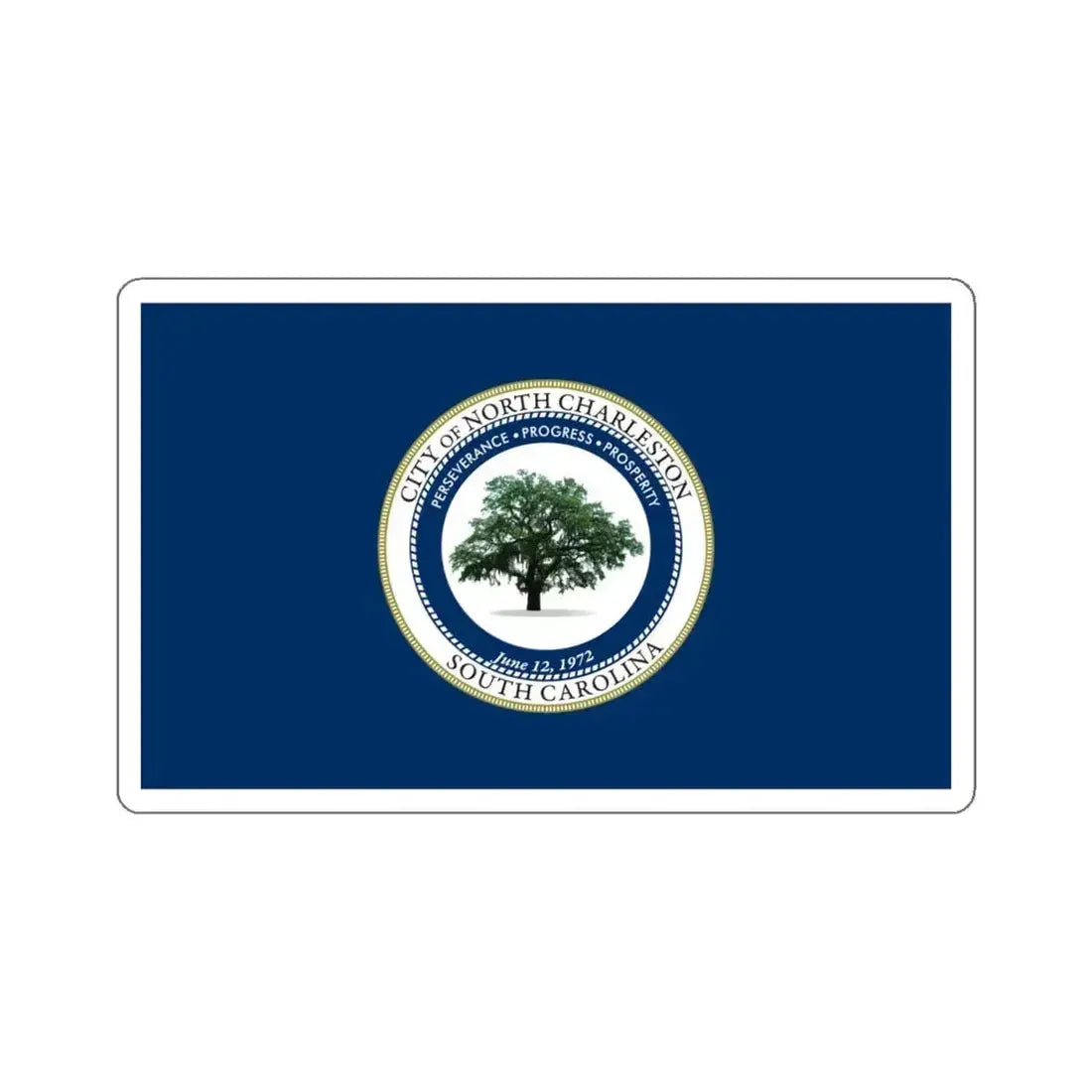Flag of North Charleston, South Carolina - STICKER Vinyl Kiss-Cut Decal 6 Inch White - The Sticker Space