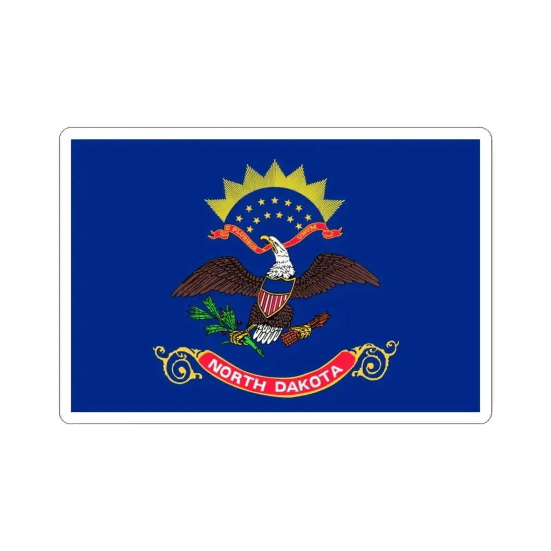 Flag of North Dakota 3-2 (United States) STICKER Vinyl Kiss-Cut Decal 3 Inch White - The Sticker Space