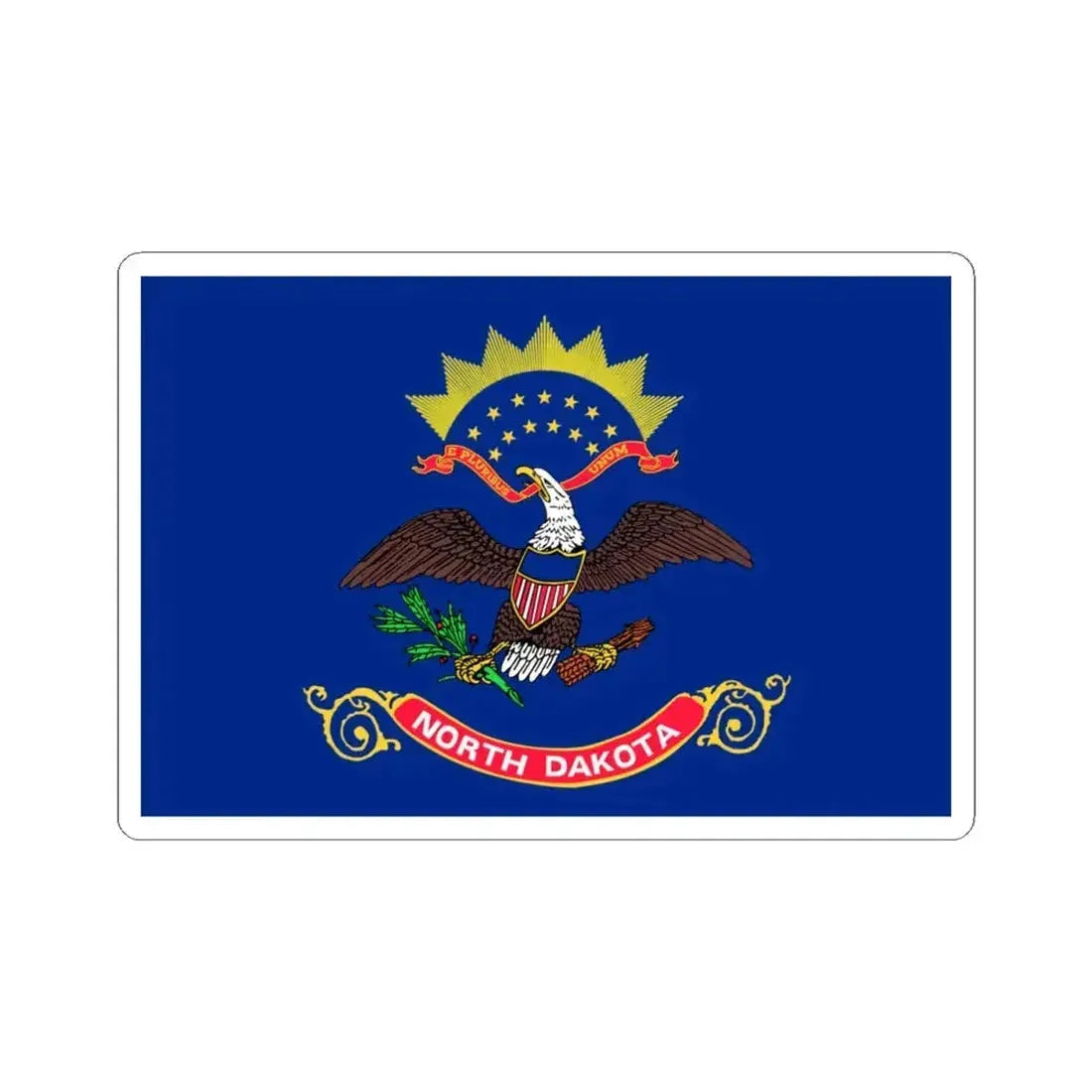 Flag of North Dakota 3-2 (United States) STICKER Vinyl Kiss-Cut Decal 4 Inch White - The Sticker Space