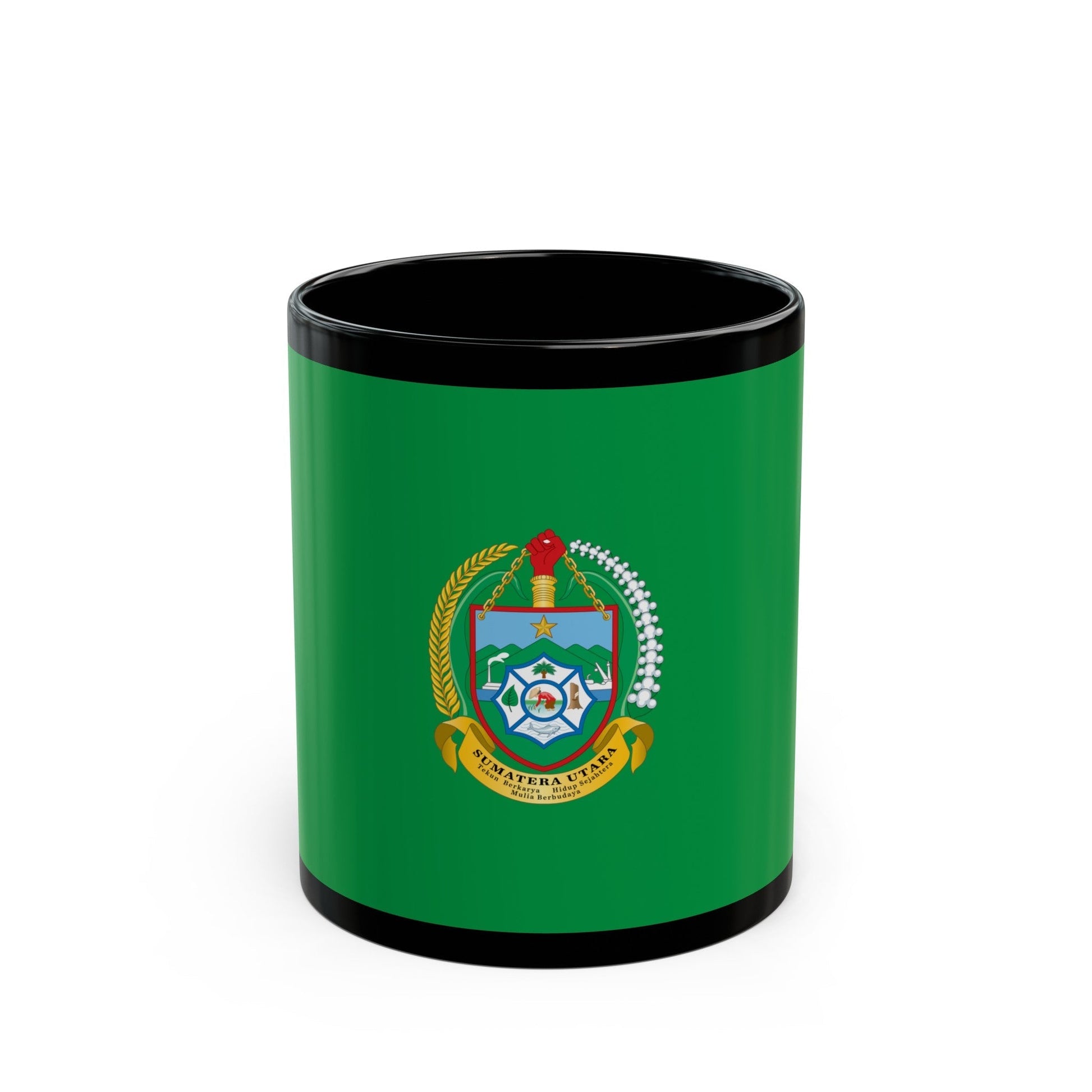 Flag of North Sumatra Indonesia - Black Coffee Mug-11oz-The Sticker Space