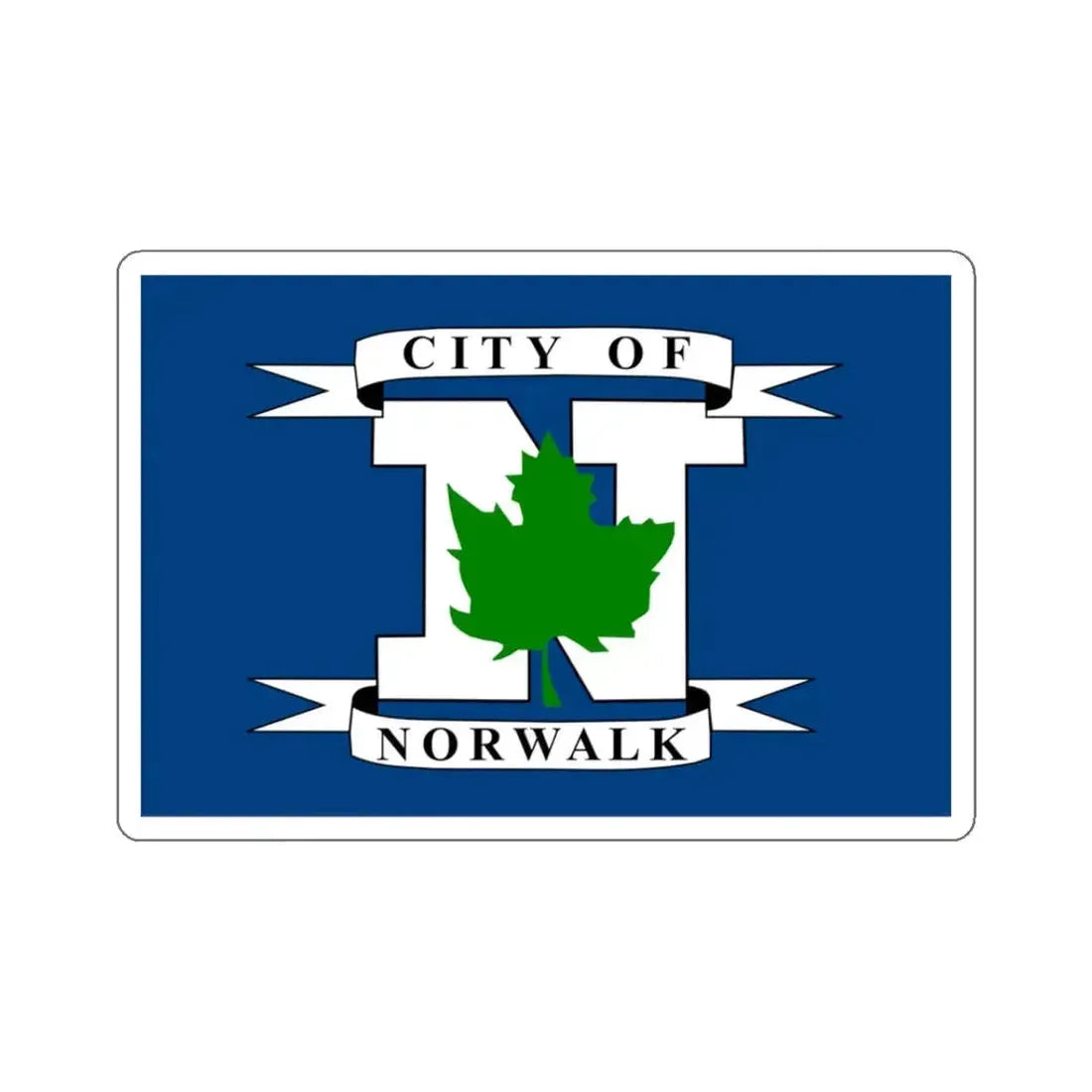 Flag of Norwalk, Ohio - STICKER Vinyl Kiss-Cut Decal 3 Inch White - The Sticker Space