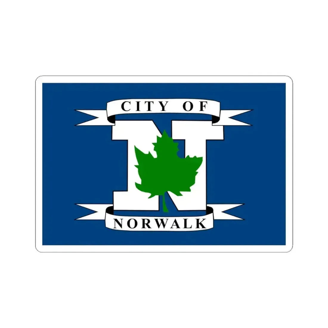 Flag of Norwalk Ohio (United States) STICKER Vinyl Kiss-Cut Decal 4 Inch White - The Sticker Space