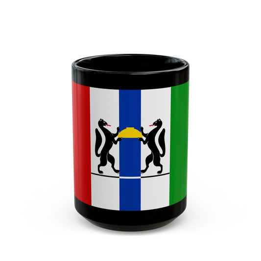 Flag of Novosibirsk Oblast Russia - Black Coffee Mug-15oz-The Sticker Space