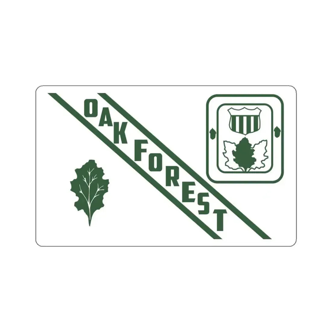 Flag of Oak Forest, Illinois - STICKER Vinyl Kiss-Cut Decal 4 Inch White - The Sticker Space