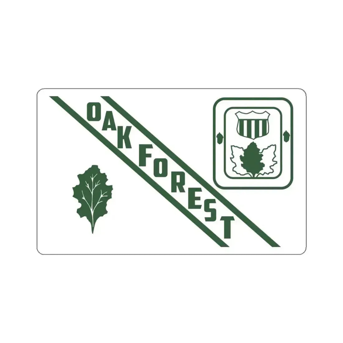 Flag of Oak Forest, Illinois - STICKER Vinyl Kiss-Cut Decal 6 Inch White - The Sticker Space