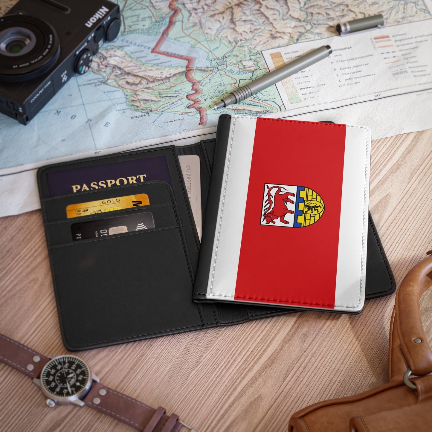 Flag of Oberspreewald Lausitz Germany - Passport Holder-3.9" x 5.8"-The Sticker Space