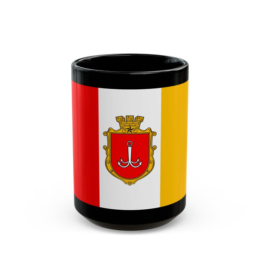 Flag of Odessa Ukraine - Black Coffee Mug-15oz-The Sticker Space