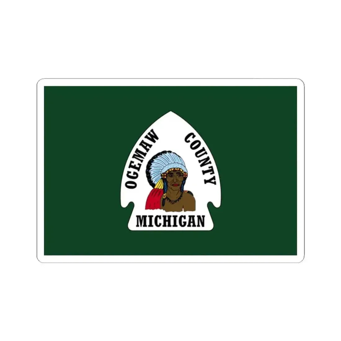 Flag of Ogemaw County Michigan (United States) STICKER Vinyl Kiss-Cut Decal 2 Inch White - The Sticker Space