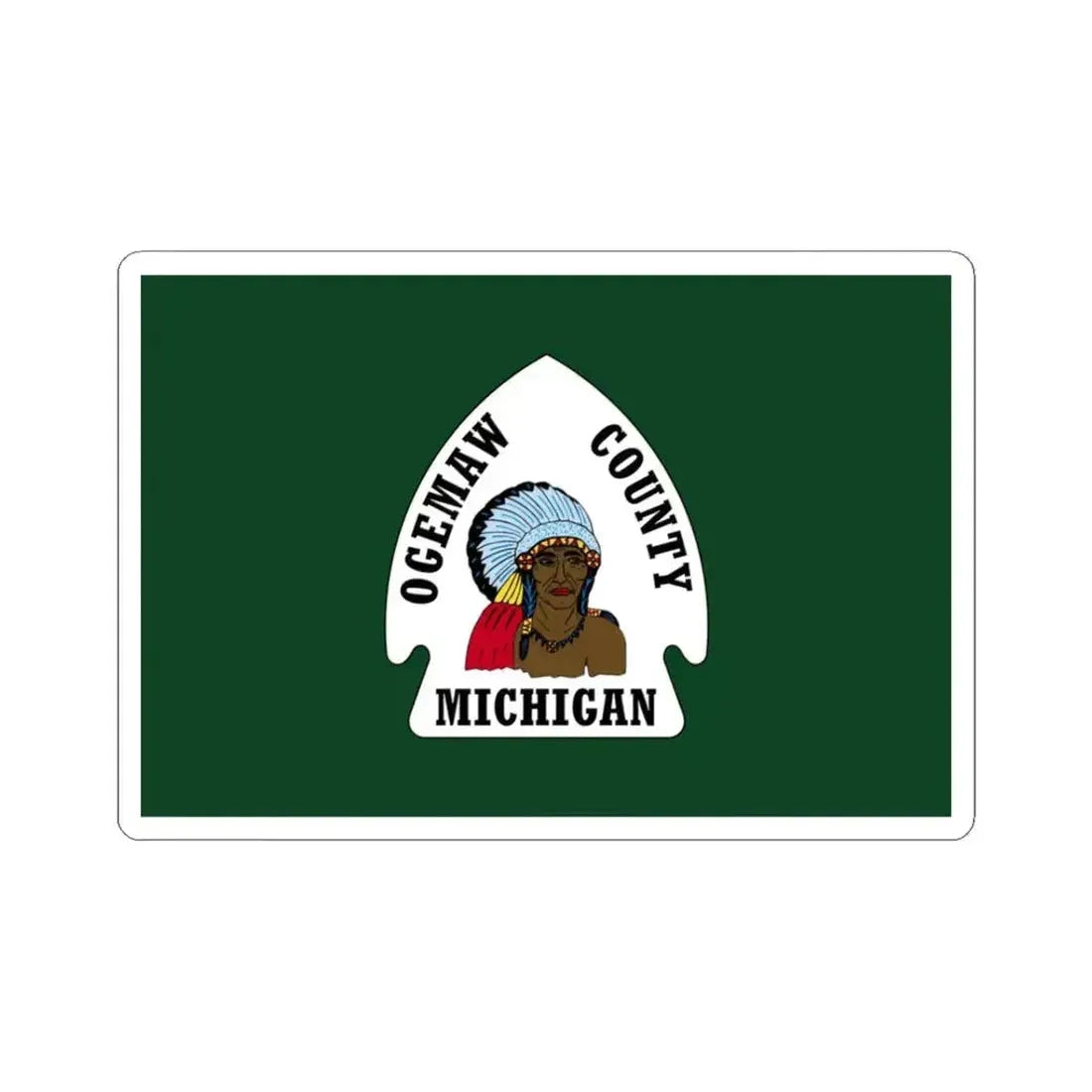 Flag of Ogemaw County Michigan (United States) STICKER Vinyl Kiss-Cut Decal 3 Inch White - The Sticker Space