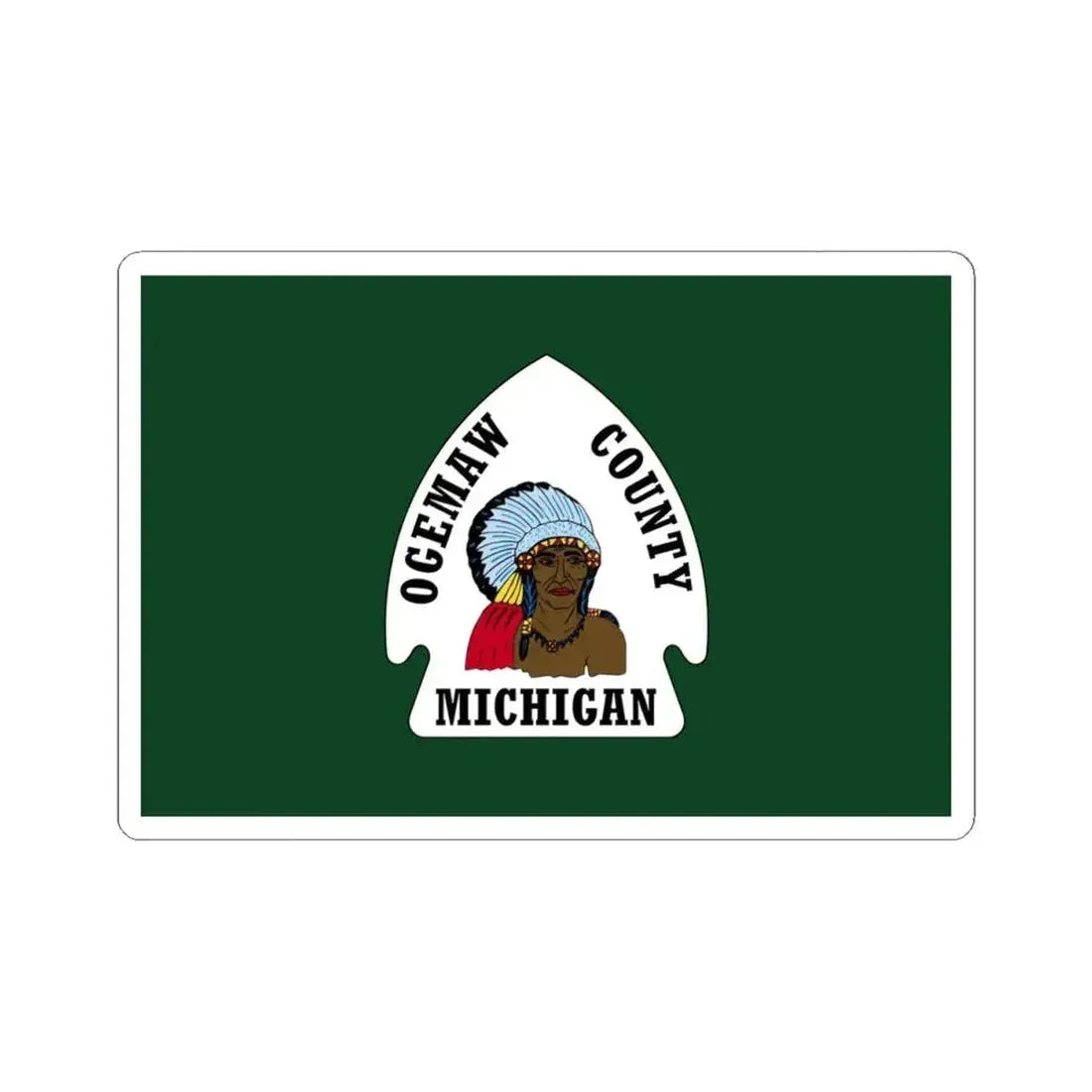 Flag of Ogemaw County Michigan (United States) STICKER Vinyl Kiss-Cut Decal 4 Inch White - The Sticker Space