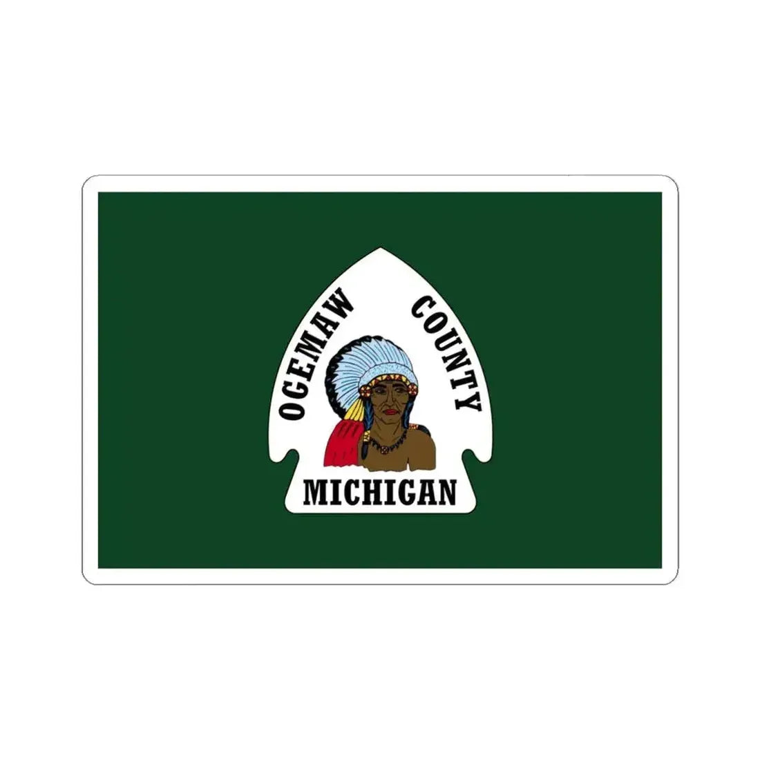 Flag of Ogemaw County Michigan (United States) STICKER Vinyl Kiss-Cut Decal 6 Inch White - The Sticker Space