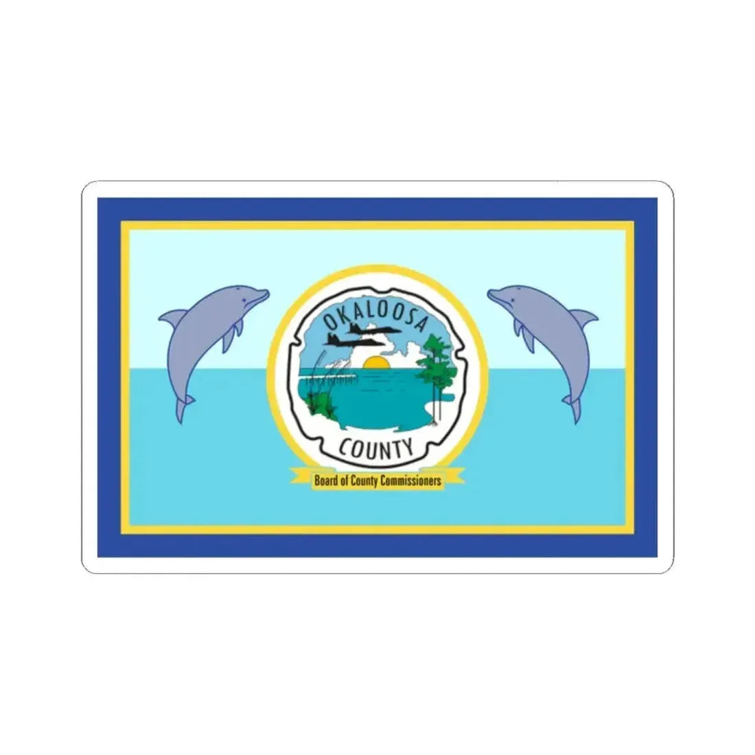 Flag of Okaloosa County Florida (United States) STICKER Vinyl Kiss-Cut Decal 2 Inch White - The Sticker Space