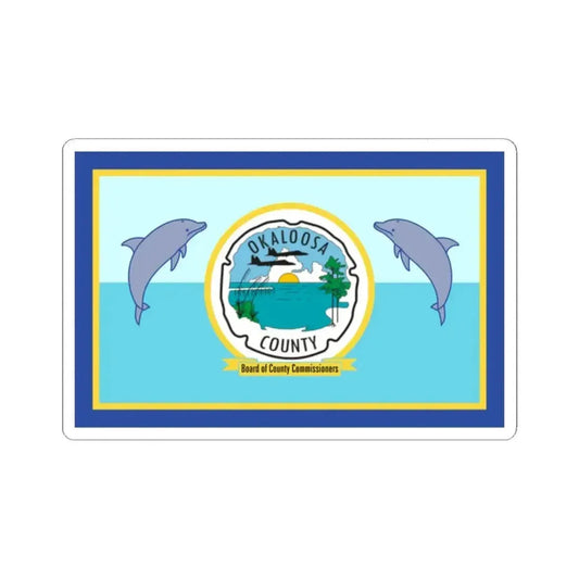 Flag of Okaloosa County Florida (United States) STICKER Vinyl Kiss-Cut Decal 2 Inch White - The Sticker Space