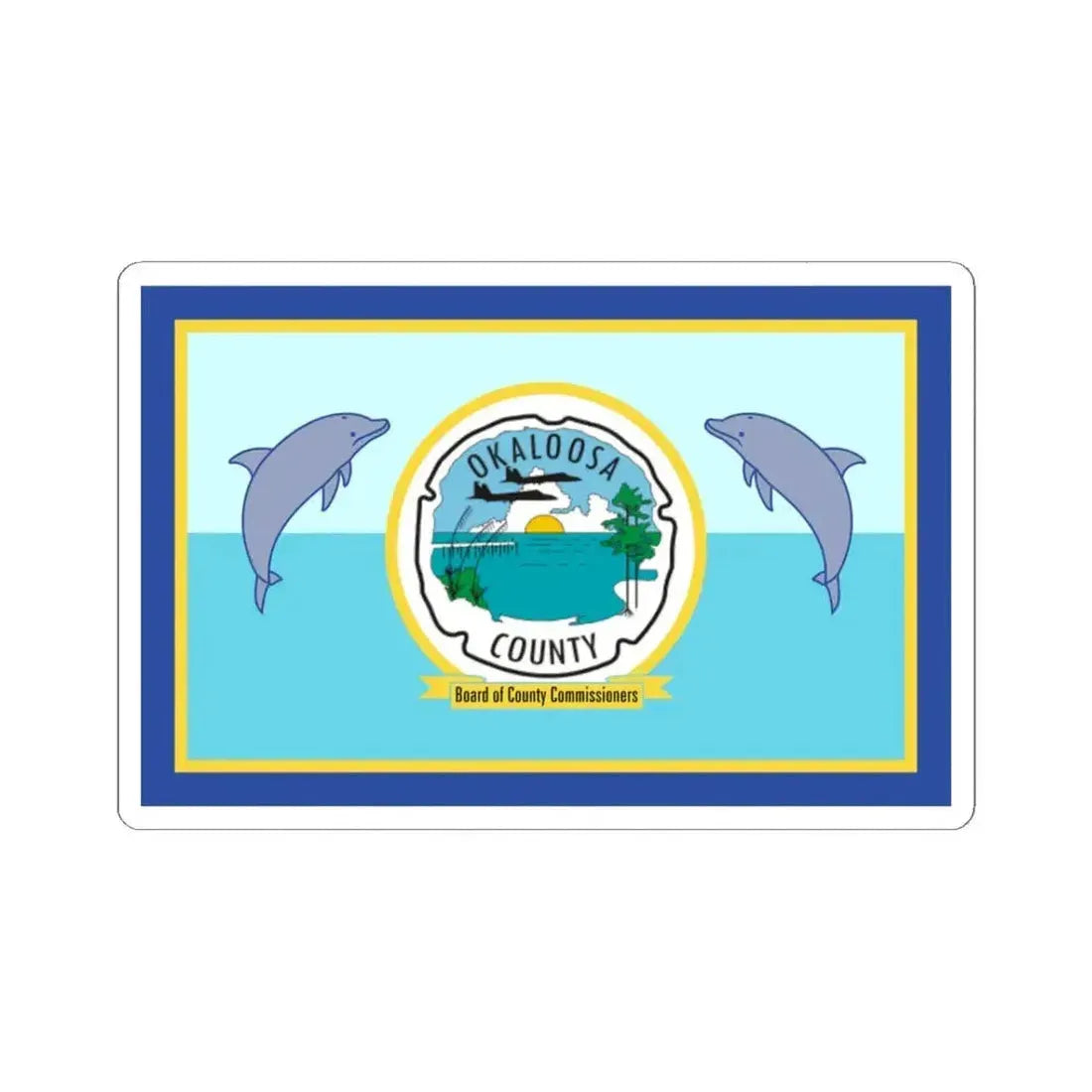 Flag of Okaloosa County Florida (United States) STICKER Vinyl Kiss-Cut Decal 3 Inch White - The Sticker Space