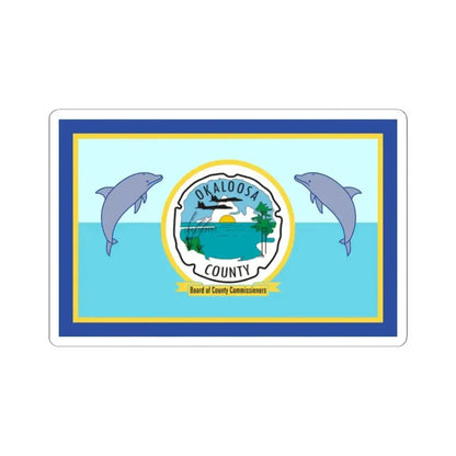 Flag of Okaloosa County Florida (United States) STICKER Vinyl Kiss-Cut Decal 3 Inch White - The Sticker Space