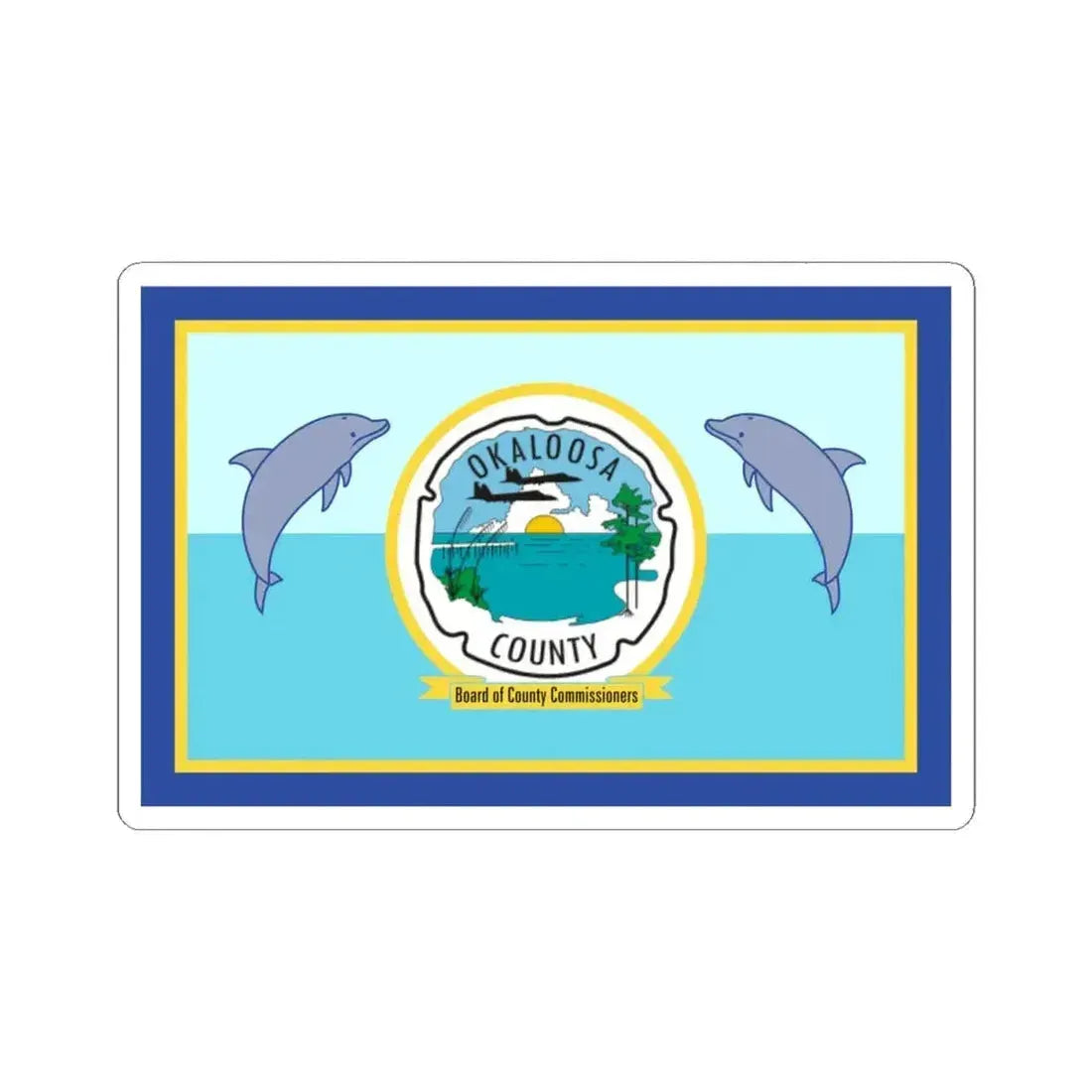 Flag of Okaloosa County Florida (United States) STICKER Vinyl Kiss-Cut Decal 4 Inch White - The Sticker Space