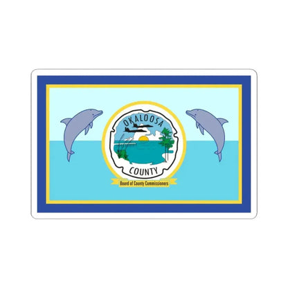 Flag of Okaloosa County Florida (United States) STICKER Vinyl Kiss-Cut Decal 4 Inch White - The Sticker Space