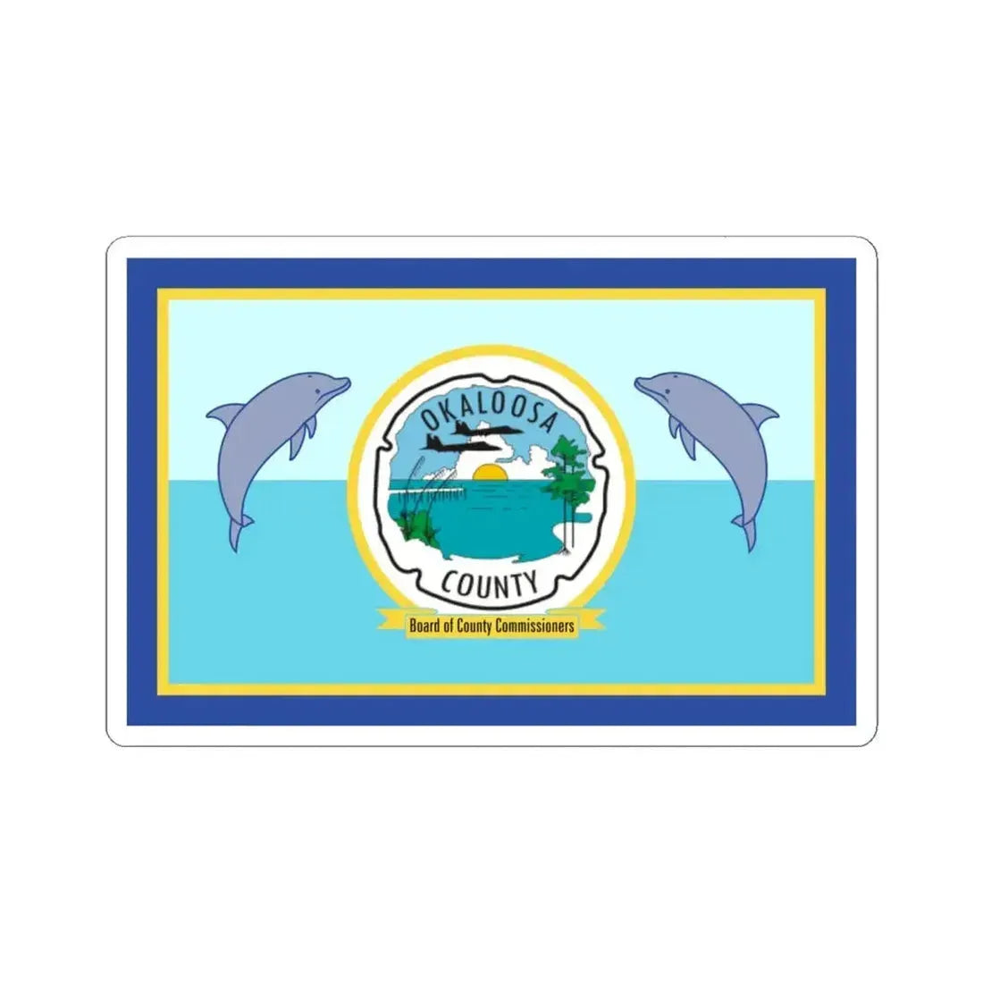 Flag of Okaloosa County Florida (United States) STICKER Vinyl Kiss-Cut Decal 6 Inch White - The Sticker Space