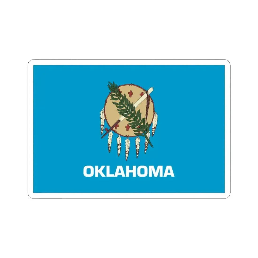 Flag of Oklahoma 1941-1988 (United States) STICKER Vinyl Kiss-Cut Decal 2 Inch White - The Sticker Space