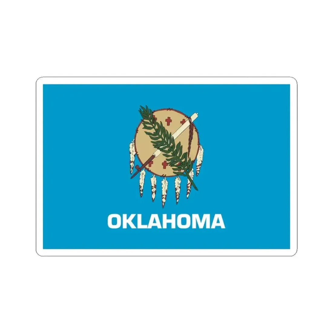 Flag of Oklahoma 1941-1988 (United States) STICKER Vinyl Kiss-Cut Decal 3 Inch White - The Sticker Space