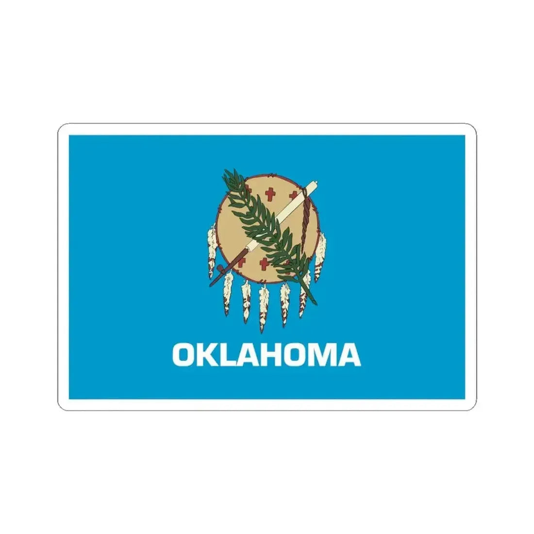 Flag of Oklahoma 1941-1988 (United States) STICKER Vinyl Kiss-Cut Decal 4 Inch White - The Sticker Space