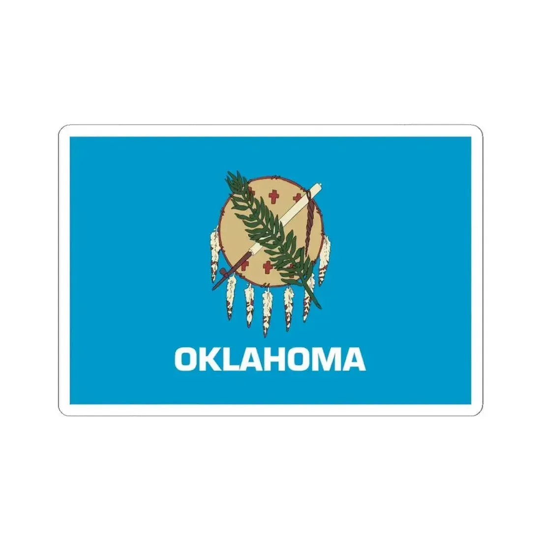 Flag of Oklahoma 1941-1988 (United States) STICKER Vinyl Kiss-Cut Decal 6 Inch White - The Sticker Space