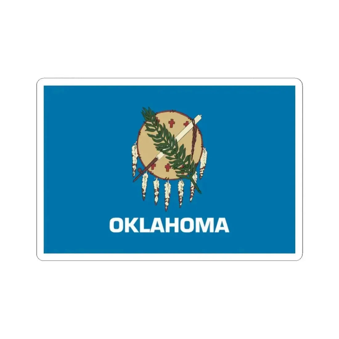 Flag of Oklahoma 1988-2006 (United States) STICKER Vinyl Kiss-Cut Decal 2 Inch White - The Sticker Space