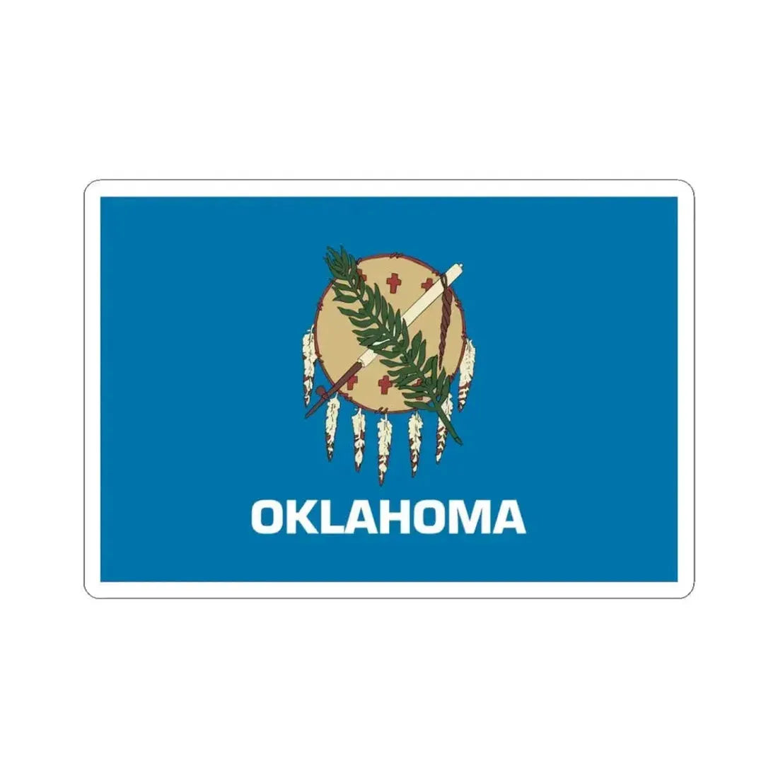 Flag of Oklahoma 1988-2006 (United States) STICKER Vinyl Kiss-Cut Decal 3 Inch White - The Sticker Space