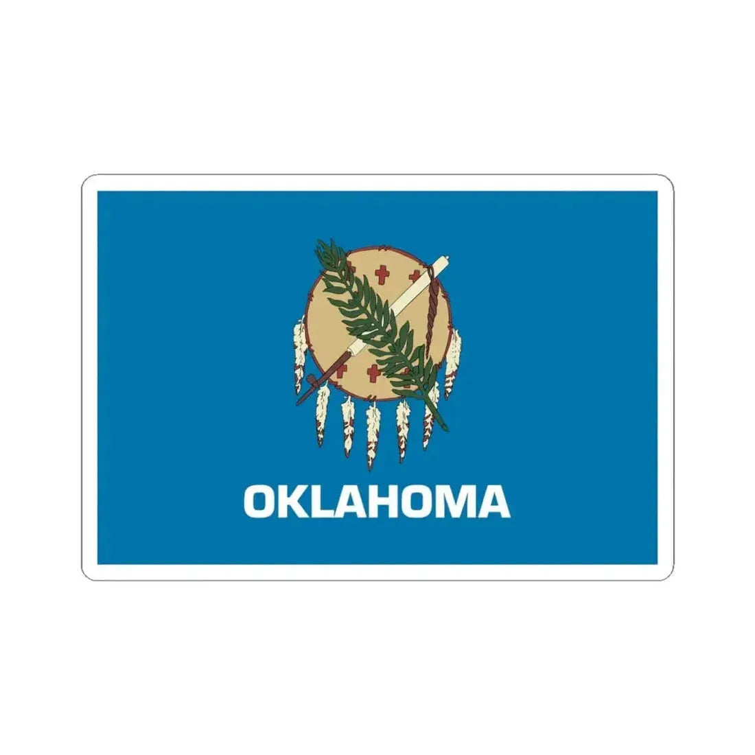Flag of Oklahoma 1988-2006 (United States) STICKER Vinyl Kiss-Cut Decal 4 Inch White - The Sticker Space