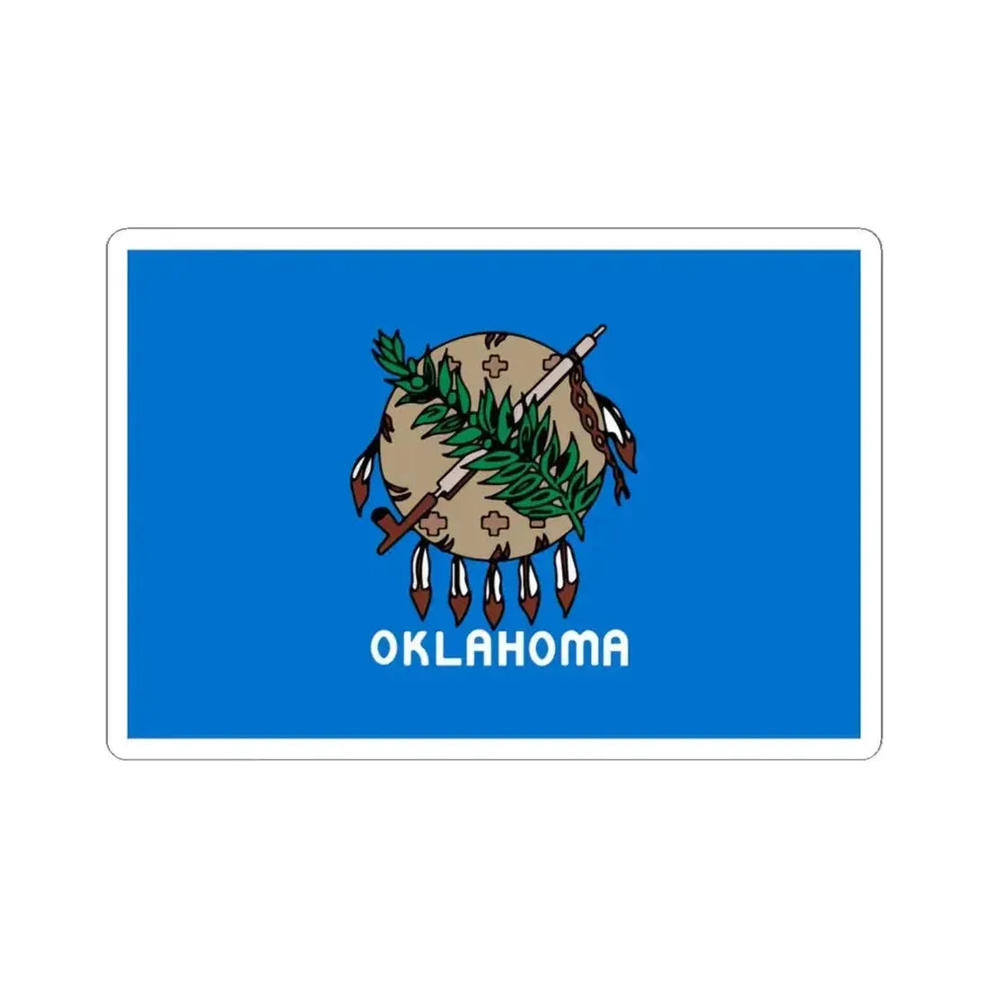 Flag of Oklahoma 1988-2006 unofficial (United States) STICKER Vinyl Kiss-Cut Decal 4 Inch White - The Sticker Space