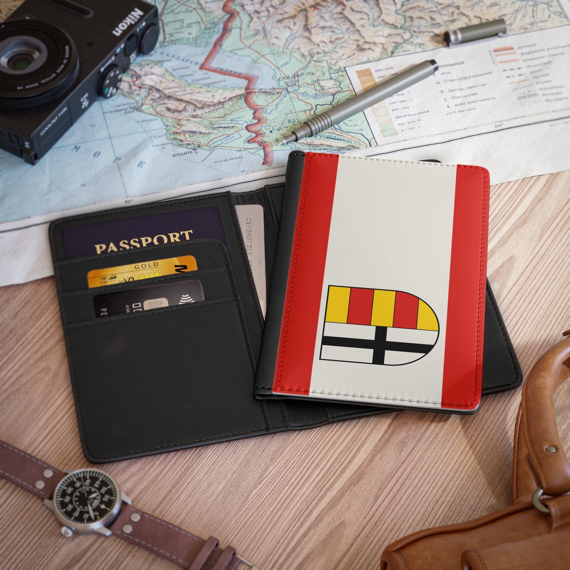 Flag of Olpe Germany - Passport Holder-3.9" x 5.8"-The Sticker Space