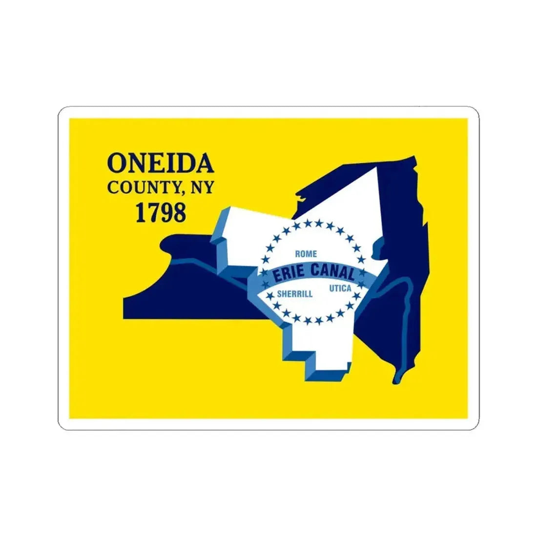 Flag of Oneida County New York (United States) STICKER Vinyl Kiss-Cut Decal 4 Inch White - The Sticker Space