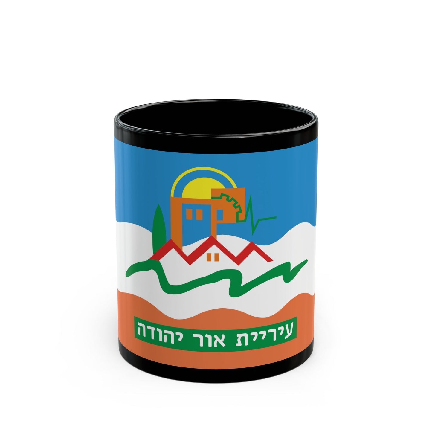 Flag of Or Yehuda Israel - Black Coffee Mug-11oz-The Sticker Space