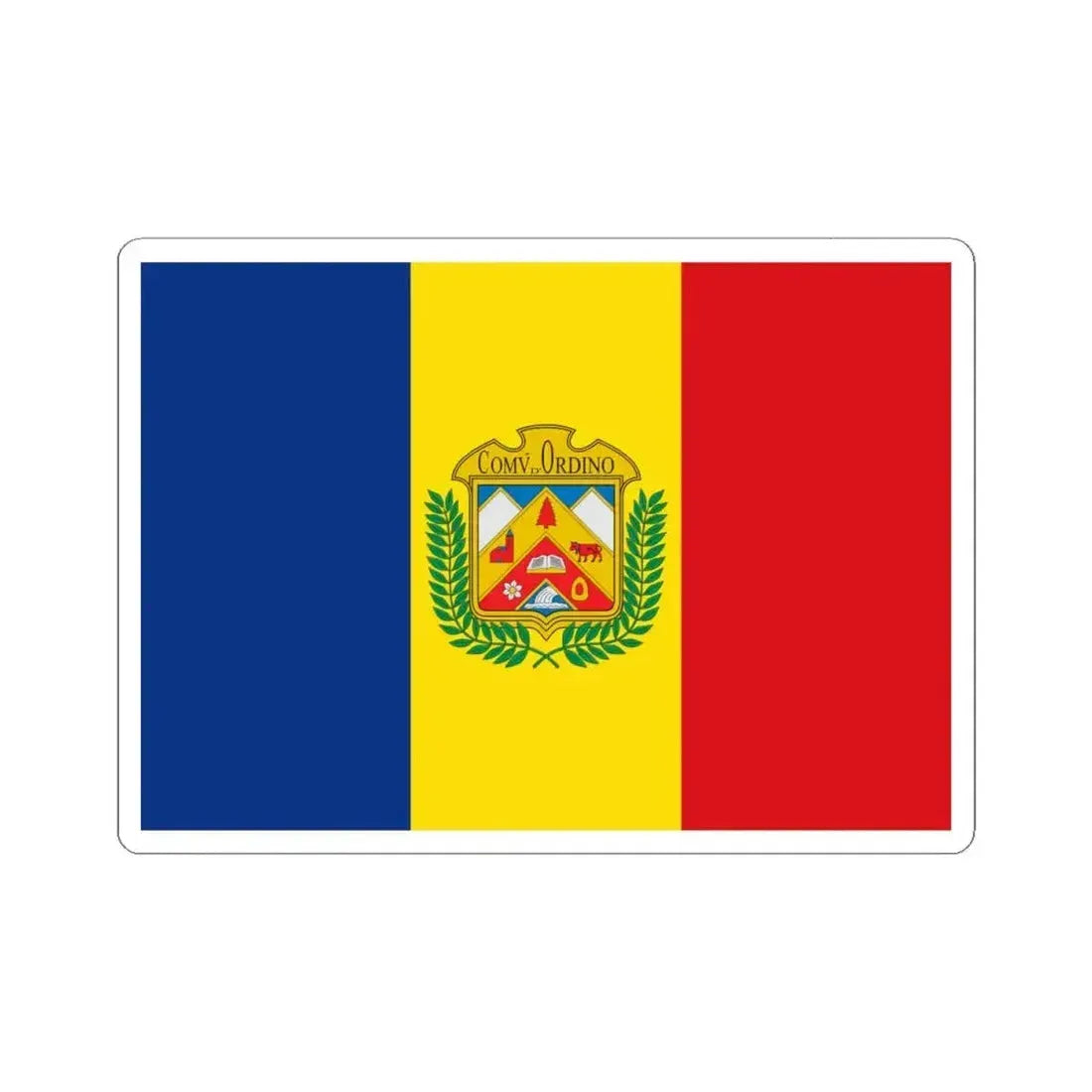 Flag of Ordino (Andorra) STICKER Vinyl Kiss-Cut Decal 4 Inch White - The Sticker Space