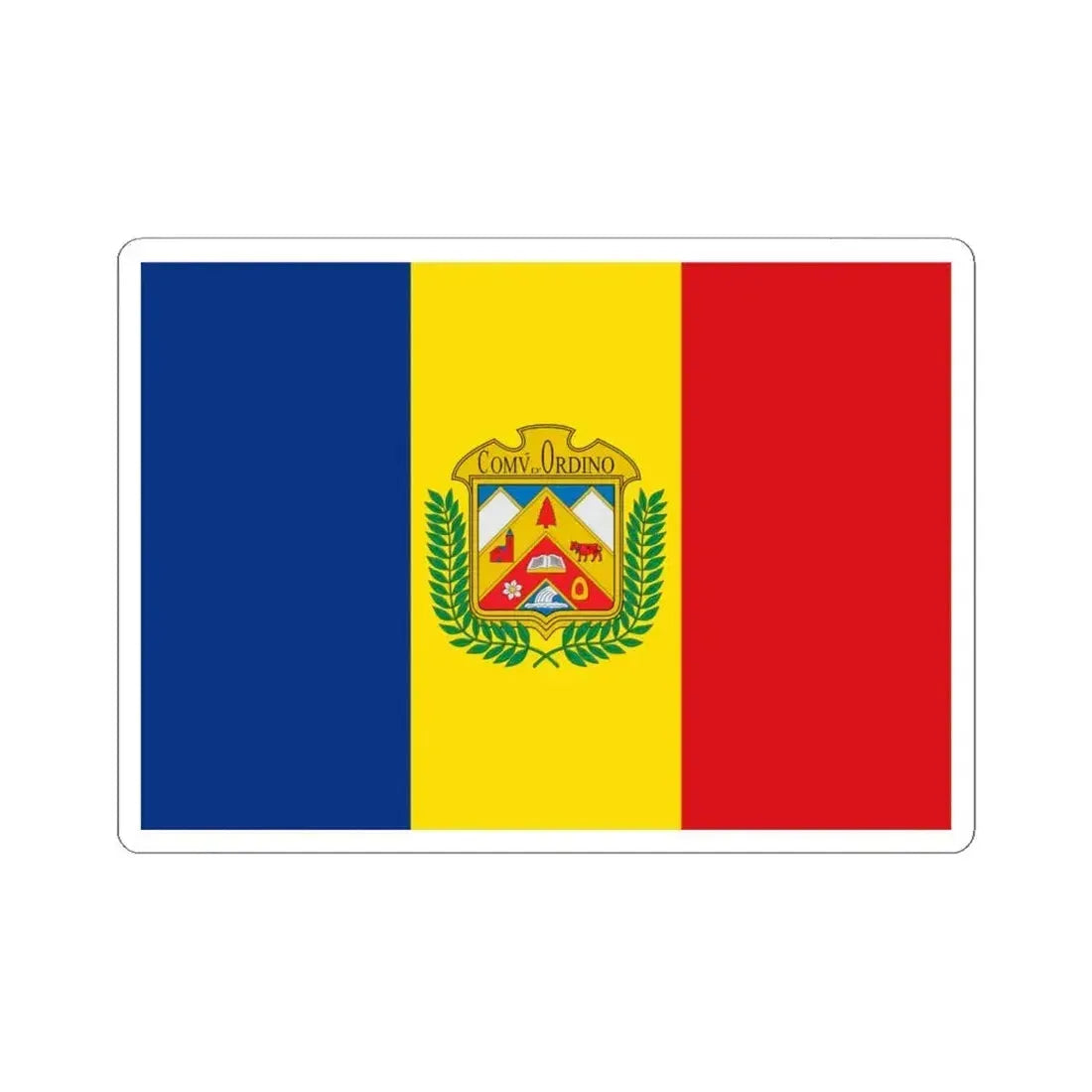 Flag of Ordino (Andorra) STICKER Vinyl Kiss-Cut Decal 6 Inch White - The Sticker Space