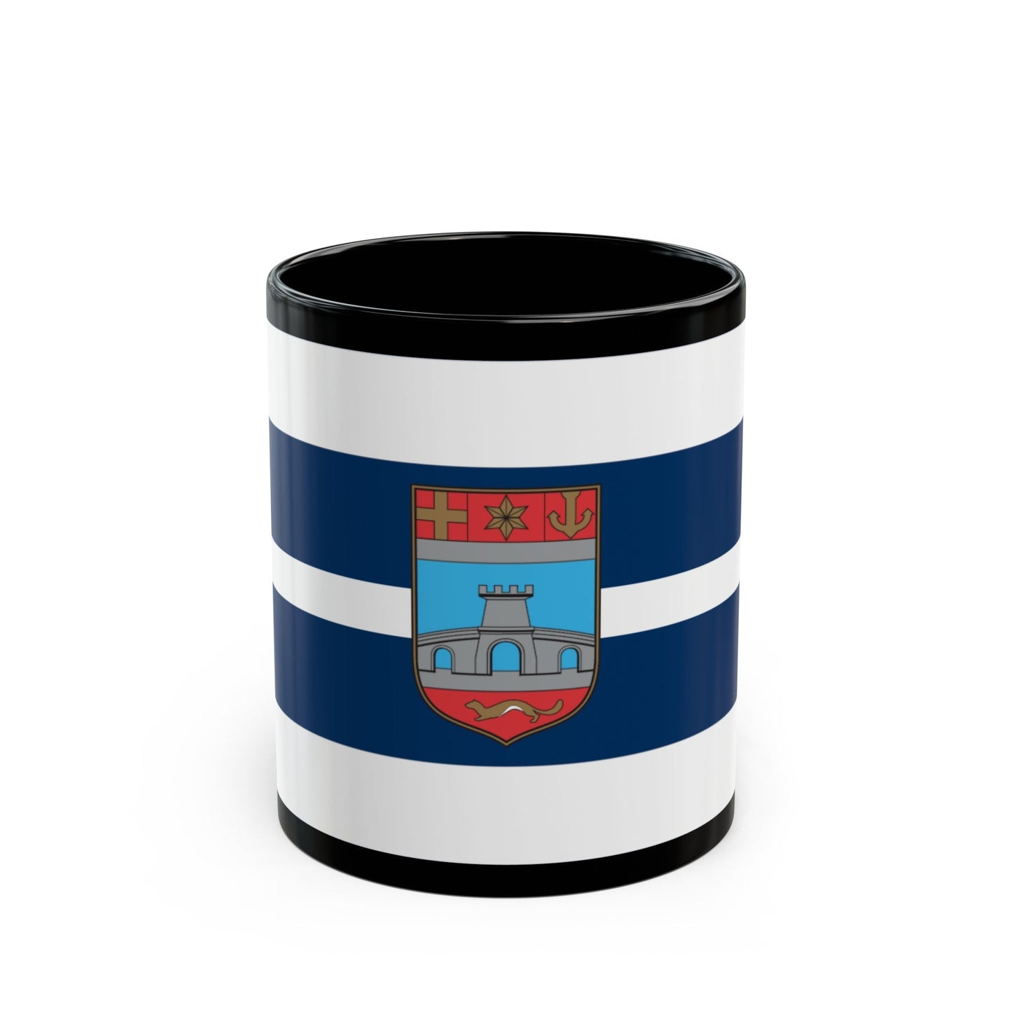 Flag of Osijek Baranja County Croatia - Black Coffee Mug-11oz-The Sticker Space