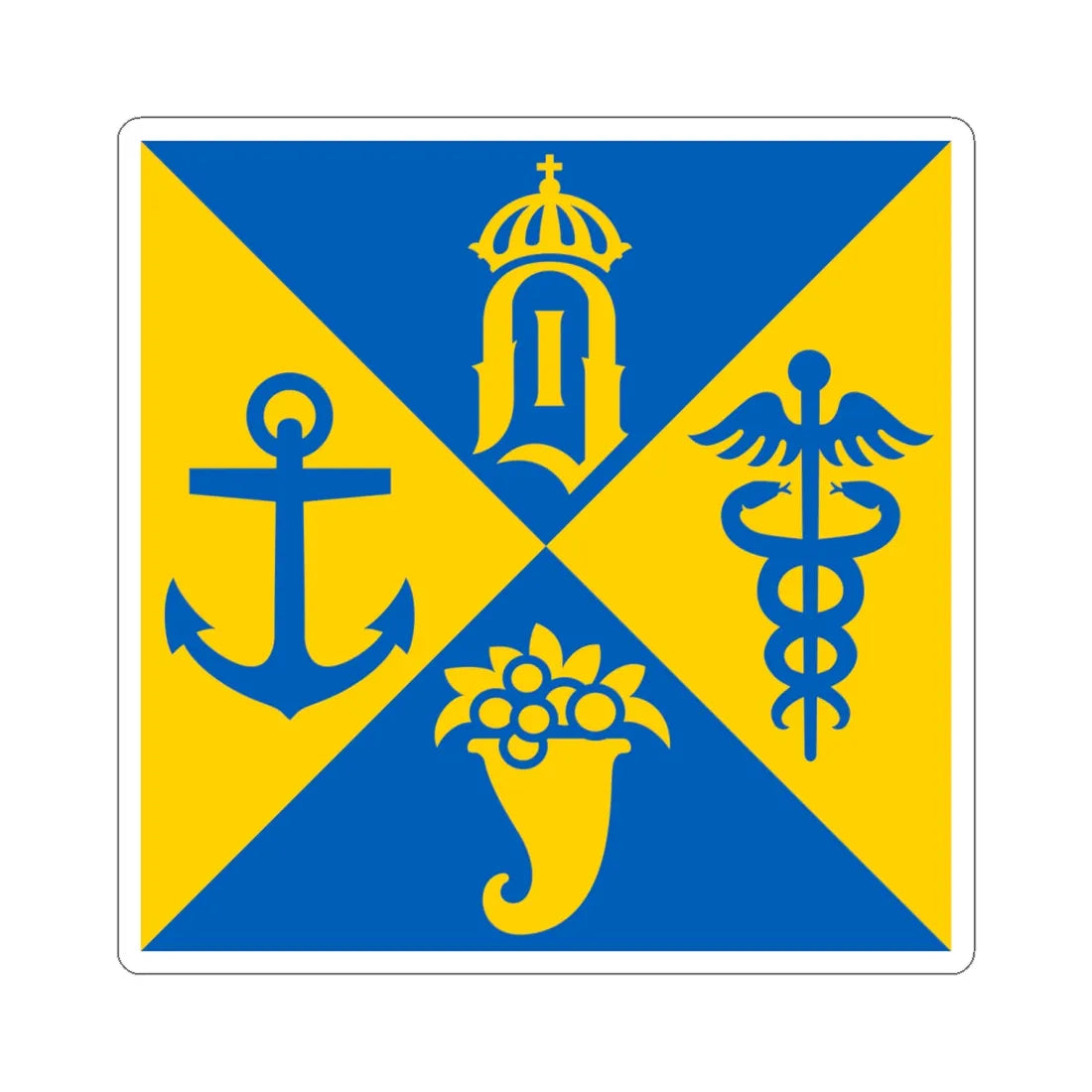 Flag of Oskarshamn (Sweden) STICKER Vinyl Kiss-Cut Decal 6 Inch White - The Sticker Space