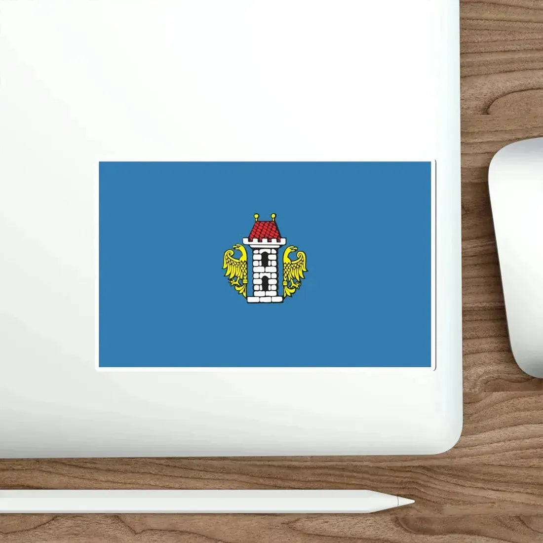 Flag of Oświęcim Poland STICKER Vinyl Die-Cut Decal - The Sticker Space