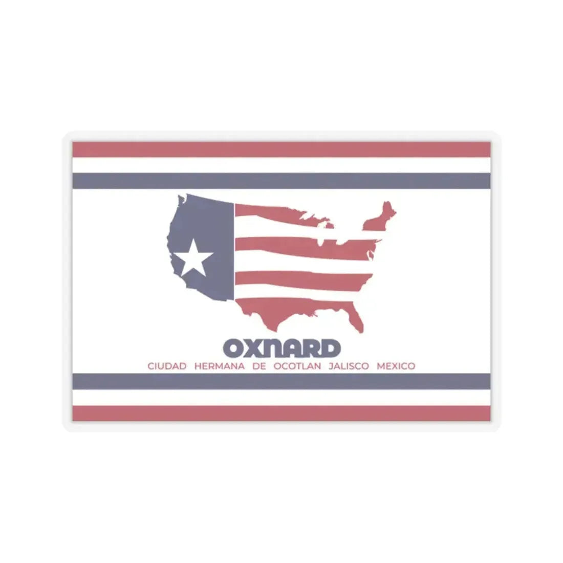 Flag of Oxnard, California - STICKER Vinyl Kiss-Cut Decal 2 Inch Transparent - The Sticker Space