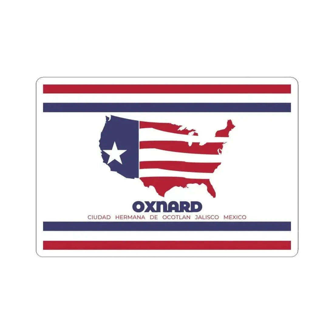 Flag of Oxnard California (United States) STICKER Vinyl Kiss-Cut Decal 4 Inch White - The Sticker Space