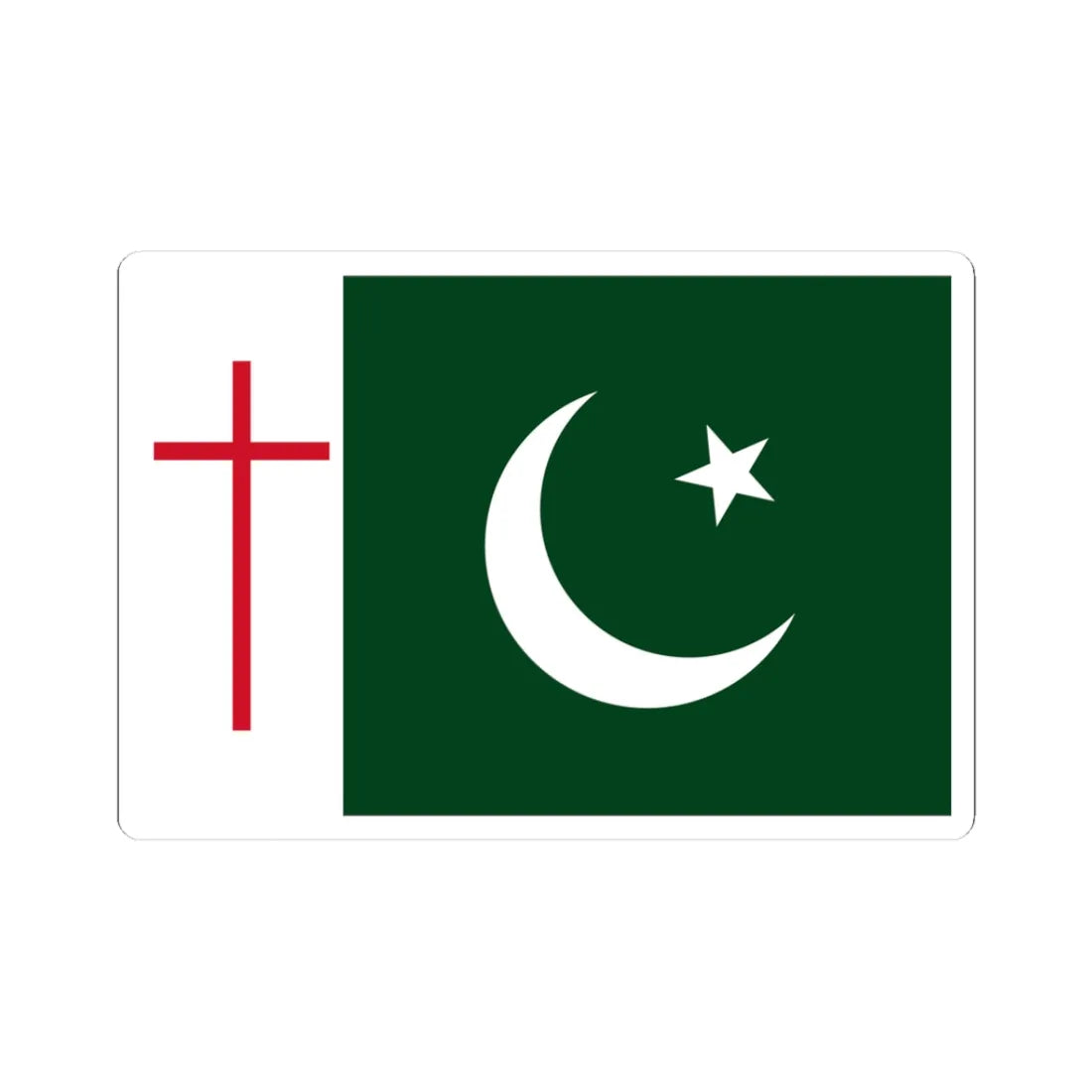 Flag of Pakistan with cross (Pakistan) STICKER Vinyl Kiss-Cut Decal 3 Inch White - The Sticker Space