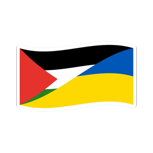 Flag of Palestine and Ukraine with waves (Palestine) STICKER Vinyl Kiss-Cut Decal 2 Inch White - The Sticker Space