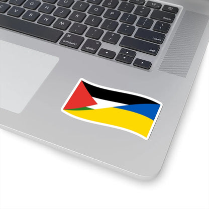 Flag of Palestine and Ukraine with waves (Palestine) STICKER Vinyl Kiss-Cut Decal - The Sticker Space